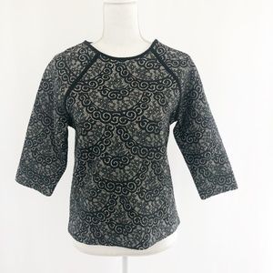 Ann Taylor Black Lace  Print Sweatshirt Size S